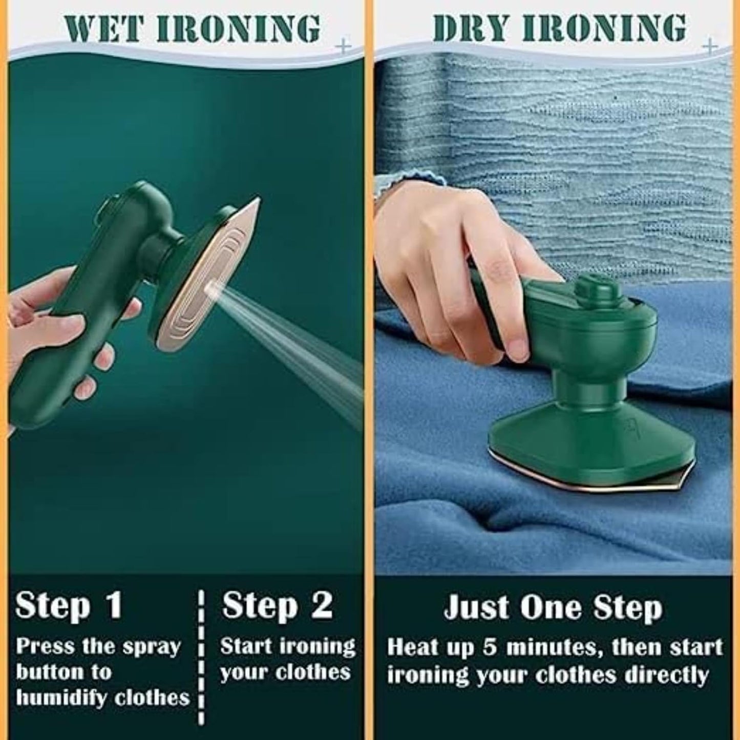 Portable Mini Steamer & Iron: 2-in-1 Portable Travel Friendly